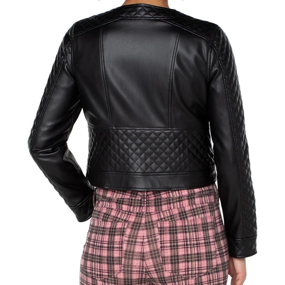 Liverpool Quilted black vegan leather jacket size XS EUC no collar - Picture 3 of 9